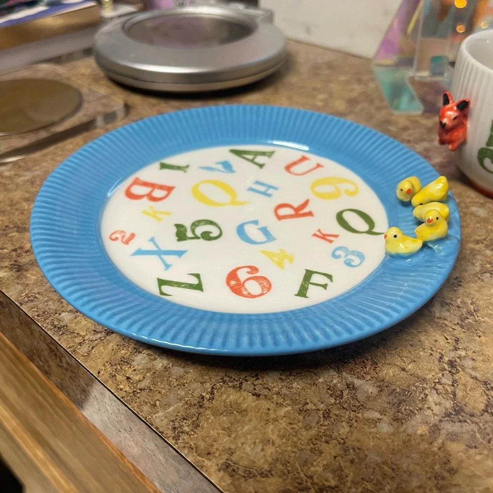 Anthropologie 3D Alphabet Cup and Saucer Set